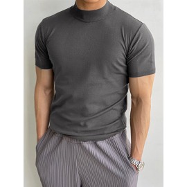 Mens Solid Crew Neck Knit Short Sleeve T-Shirt