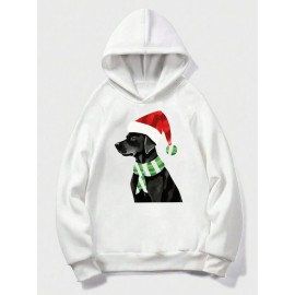 Mens Christmas Dog Graphic Casual Long Sleeve Hoodies Winter