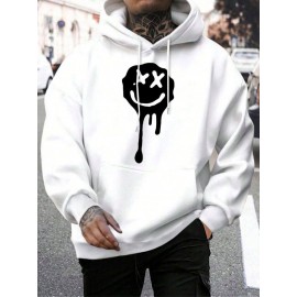 Mens Drip Smile Face Print Kangaroo Pocket Casual Hoodies Winter