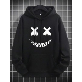 Mens Funny Smile Face Graphic Kangaroo Pocket Casual Drawstring Hoodies Winter