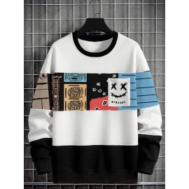 Mens Smile Ethnic Tribal Pattern Patchwork Pullover Sweatshirts Winter